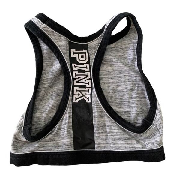 VS Pink Women's Size XS Sports Bra Top Cropped Wireless Stretch Gray & Black - Picture 2 of 5